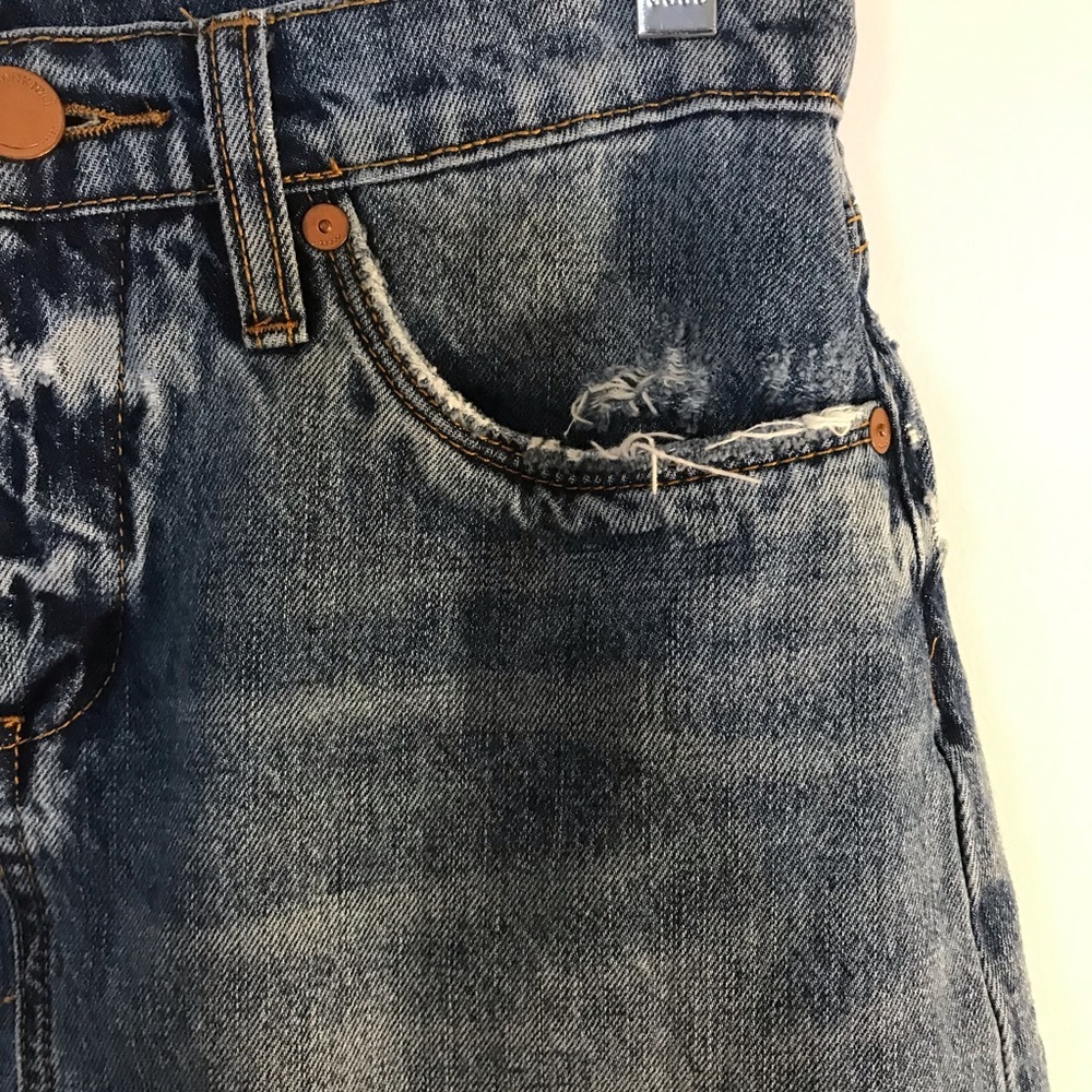 BLANK NYC Blue Denim Distressed Raw Hem Mini Skirt - Picture 4 of 7